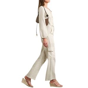 Savannah Morrow The Label Pants Maribel Cream Cargo Organic Cotton Hemp Bamboo